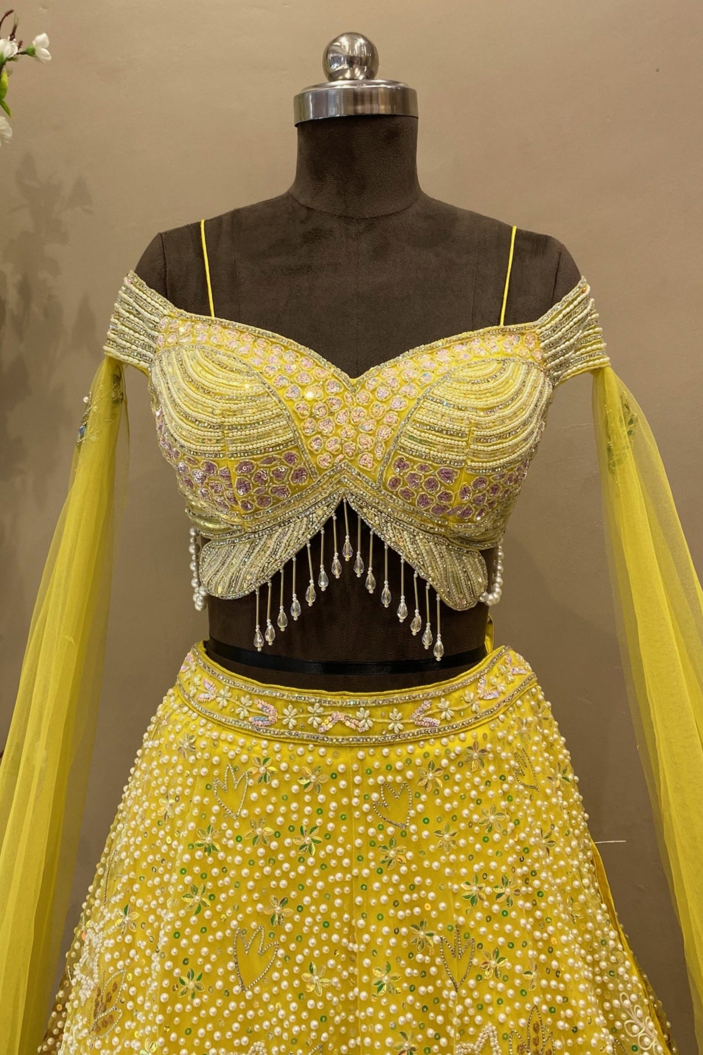 Sangeet Lehenga with Long Selfie Sleeves | Designer Blouse Wedding