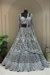 Pewter Grey Hand-Embellished Luxury Bridal Lehenga | Silver Zardozi & Cutdana Couture
