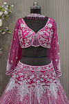 Hot Pink Ombré Luxury Lehenga | Heavy Cutdana & Poth Moti Work with Choker Dupatta