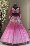 Hot Pink Ombré Luxury Lehenga | Heavy Cutdana & Poth Moti Work with Choker Dupatta