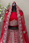 Royal Red Bridal Lehenga Choli with Gold Zardoshi Embroidery | Wedding Wear