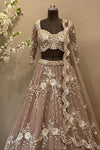 Mocha Brown Hand Embroidered Lehenga Choli with Heavy Dupatta | Wedding
