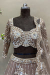 Mocha Brown Hand Embroidered Lehenga Choli with Heavy Dupatta | Wedding