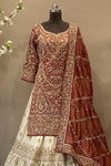 Burnt Copper Sharara Suit with Embroidered Lehenga | Bridal Festive