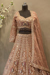 Peach Gold Beads Work Lehenga with 16 Kalis | Bridal sangeet Wear
