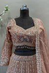 Peach Gold Beads Work Lehenga with 16 Kalis | Bridal sangeet Wear