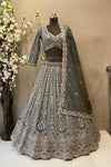 Light Turquoise Embroidered Lehenga Choli with Dupatta | Wedding Festive