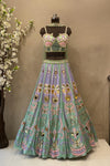 Lavender Green Seashell Embroidered Lehenga with Crop Top | Beach Wedding