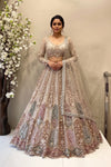 Multi-Color Heavy Beads Work Bridal Lehenga | Long Sleeve Couture Set