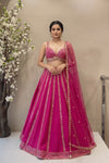 Vibrant Rani Pink Mirror Lehenga | Designer Sangeet & Mehendi Outfit