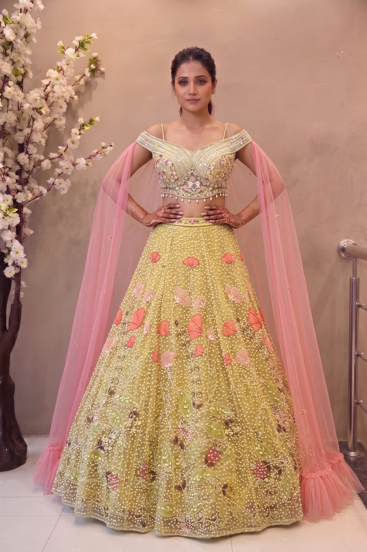 Olive Green Sangeet Lehenga with Intricate Work | Designer Wedding
