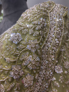 Lime Green Hand-Embellished Designer Net Saree | Luxury Bridal & Occasion Wear