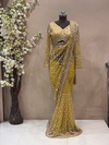 Lime Green Hand-Embellished Designer Net Saree | Luxury Bridal & Occasion Wear
