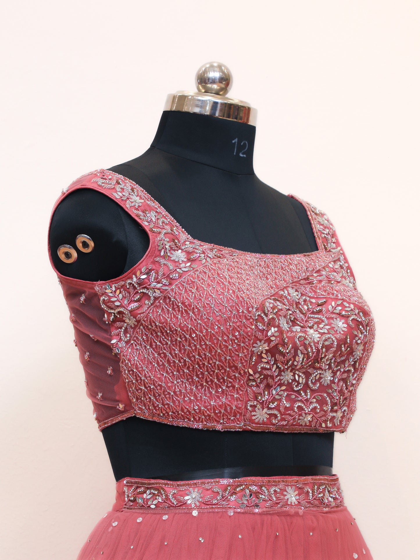 Hand Work Bridesmaid Sequin Lehenga with Customized Design, Color and Size