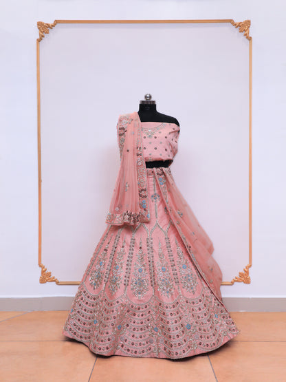 Pure Zardoshi Work Semi Stitched Bridal Lehenga Choli