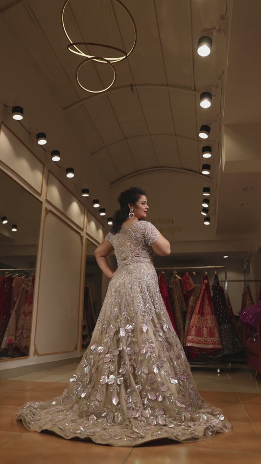 Champagne Tail Cut Bridal Gown