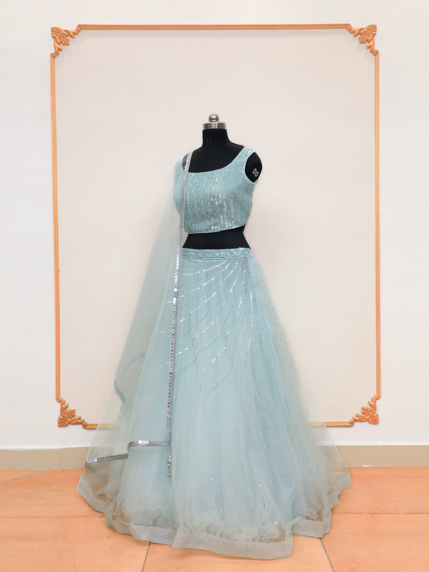 Hand Work Bridesmaid Sequin Lehenga with Customized Design, Color and Size