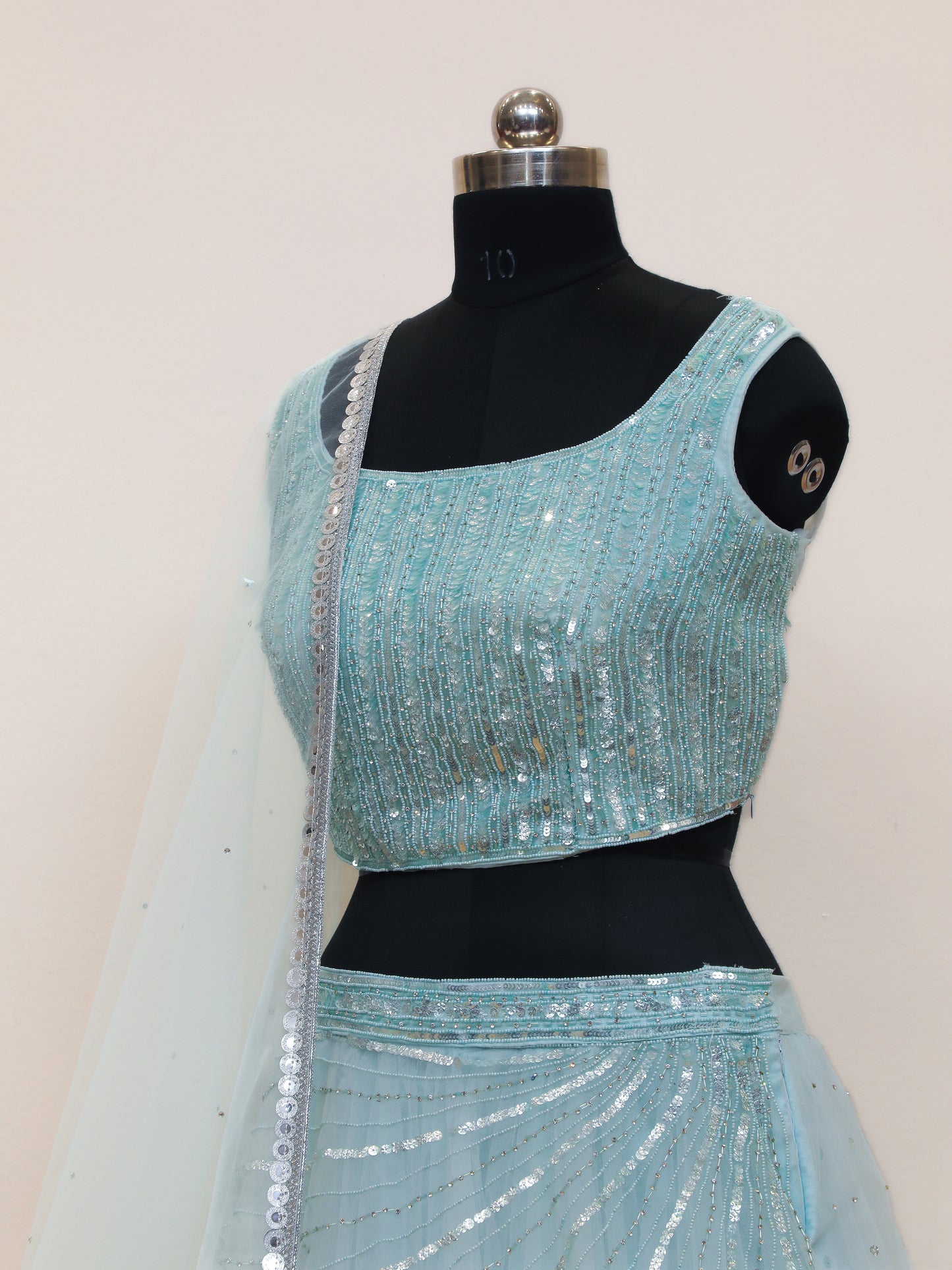 Hand Work Bridesmaid Sequin Lehenga with Customized Design, Color and Size