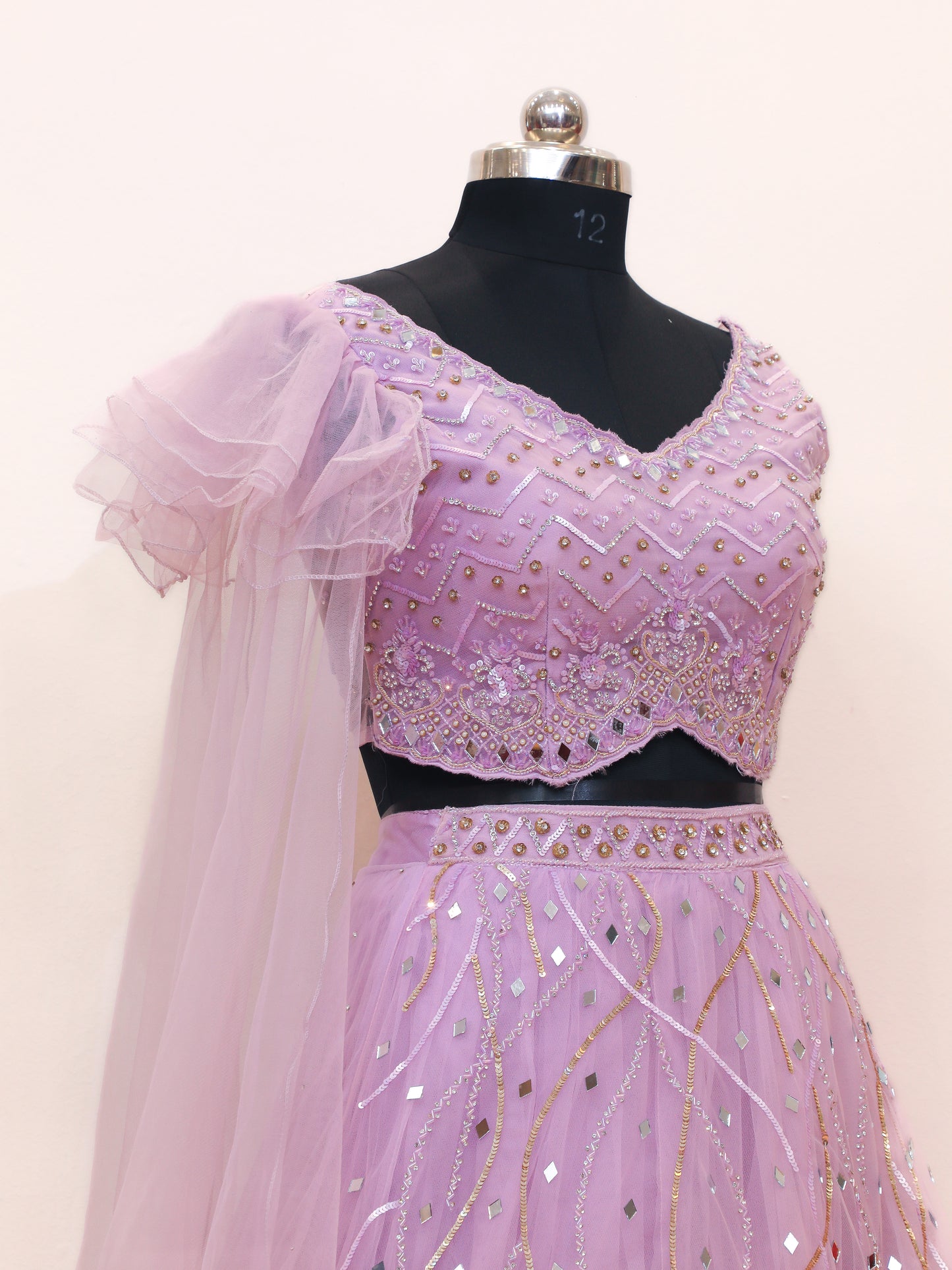 Hand Work Bridesmaid Sequin Lehenga with Customized Design, Color and Size