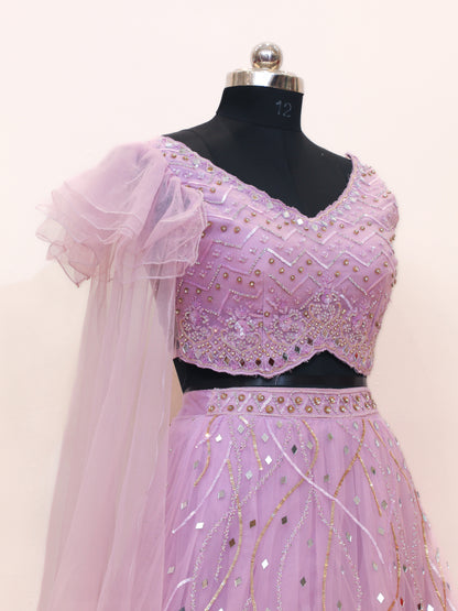 Hand Work Bridesmaid Sequin Lehenga with Customized Design, Color and Size