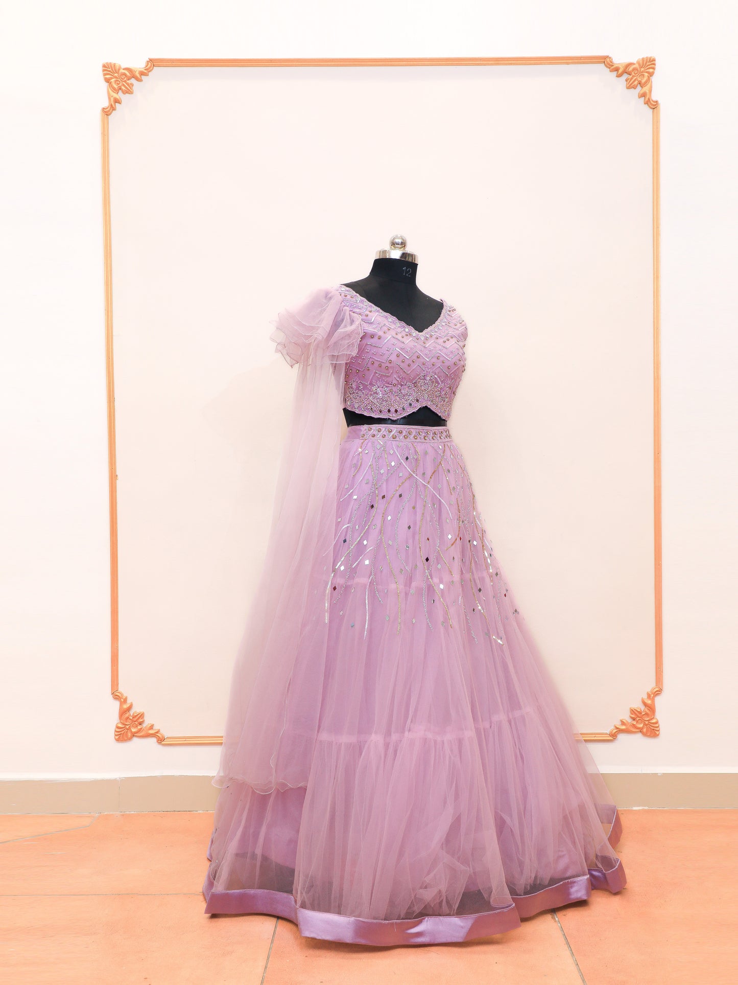 Hand Work Bridesmaid Sequin Lehenga with Customized Design, Color and Size