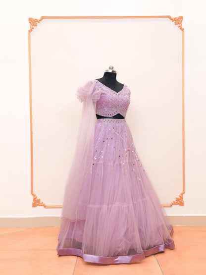 Hand Work Bridesmaid Sequin Lehenga with Customized Design, Color and Size