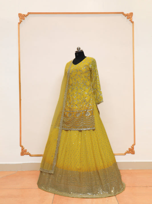 Yellow Sequin Sharara Design