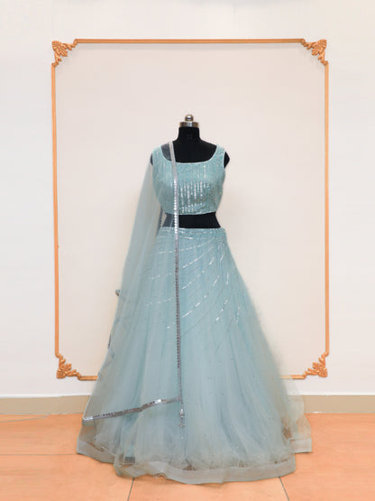 Hand Work Bridesmaid Sequin Lehenga with Customized Design, Color and Size