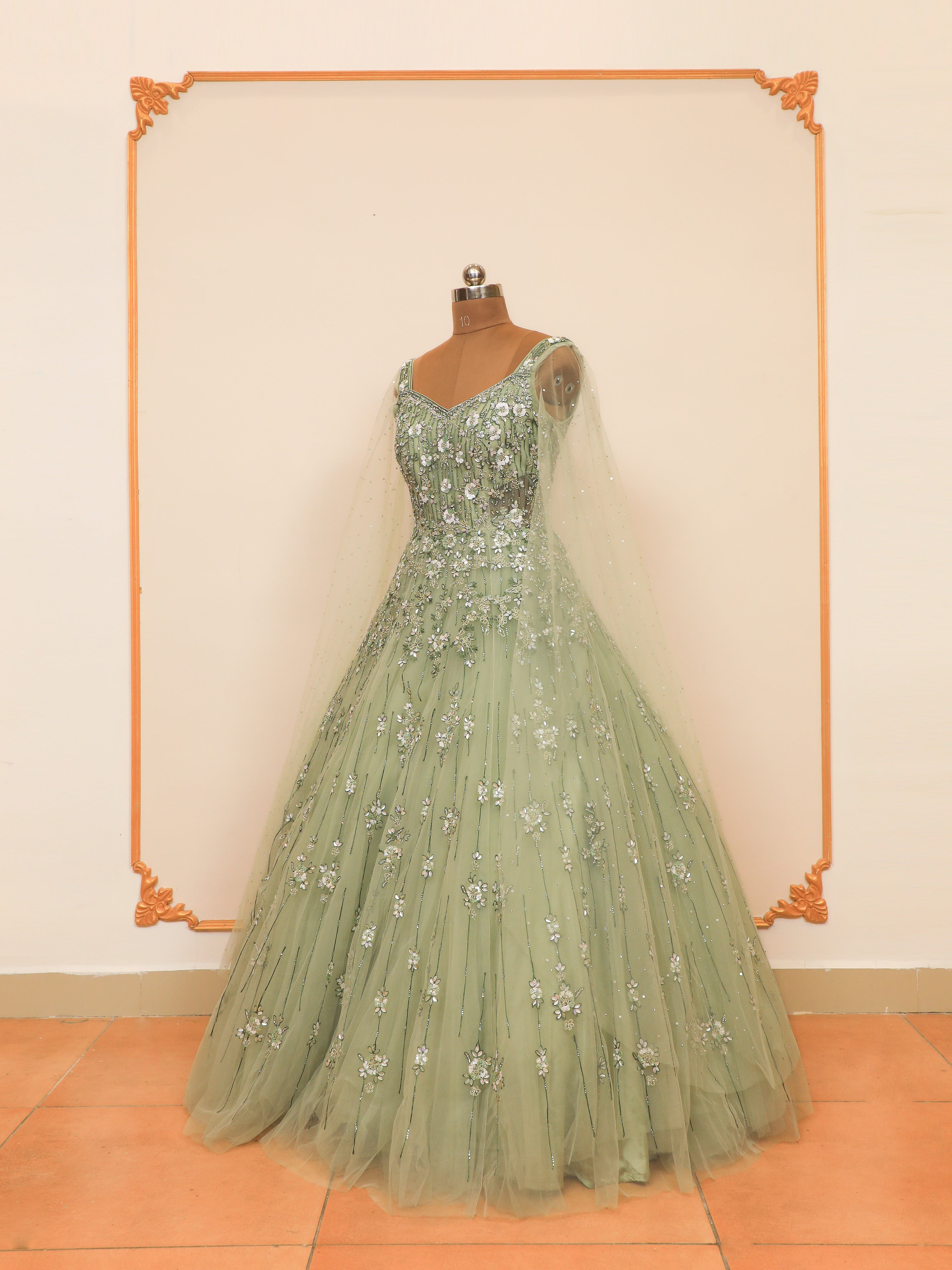 Haute Couture Green Cape Prom Dresses Sequin Pageant Gown 67231 viniod –  Viniodress